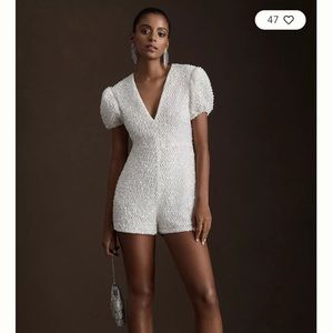 Watters short sleeve sequin romper